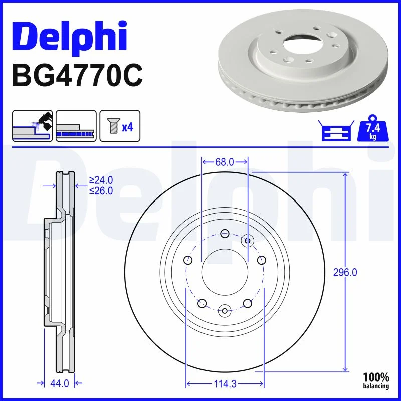 Brzdový kotouč DELPHI BG4770C Brzdový kotouč DELPHI BG4770C