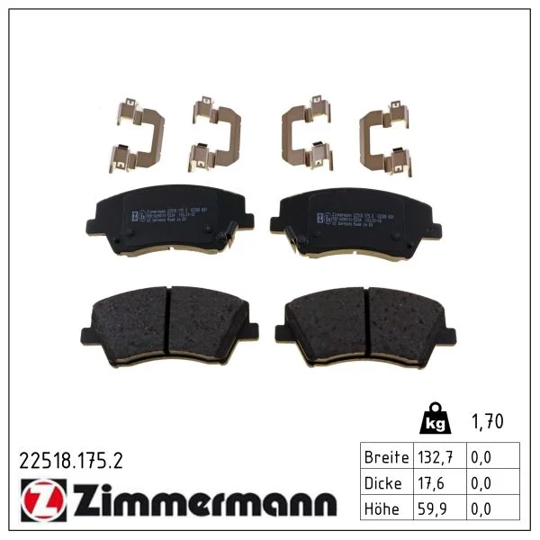 Sada brzdových destiček, kotoučová brzda ZIMMERMANN 22518.175.2