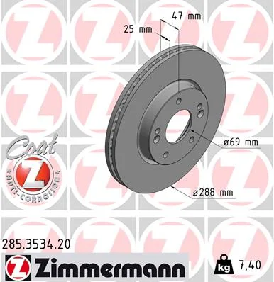 Brzdový kotouč ZIMMERMANN 285.3534.20 – OE 51712-G4000