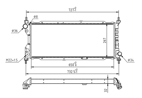 CHLADIČ CORSA COMBO 1.7D 93- HART 600267