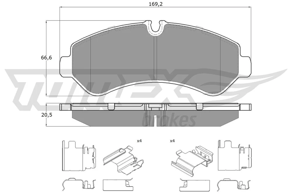 Sada brzdových destiček, kotoučová brzda Tomex Brakes TX19-52 Sada brzdových destiček, kotoučová brzda Tomex Brakes TX19-52