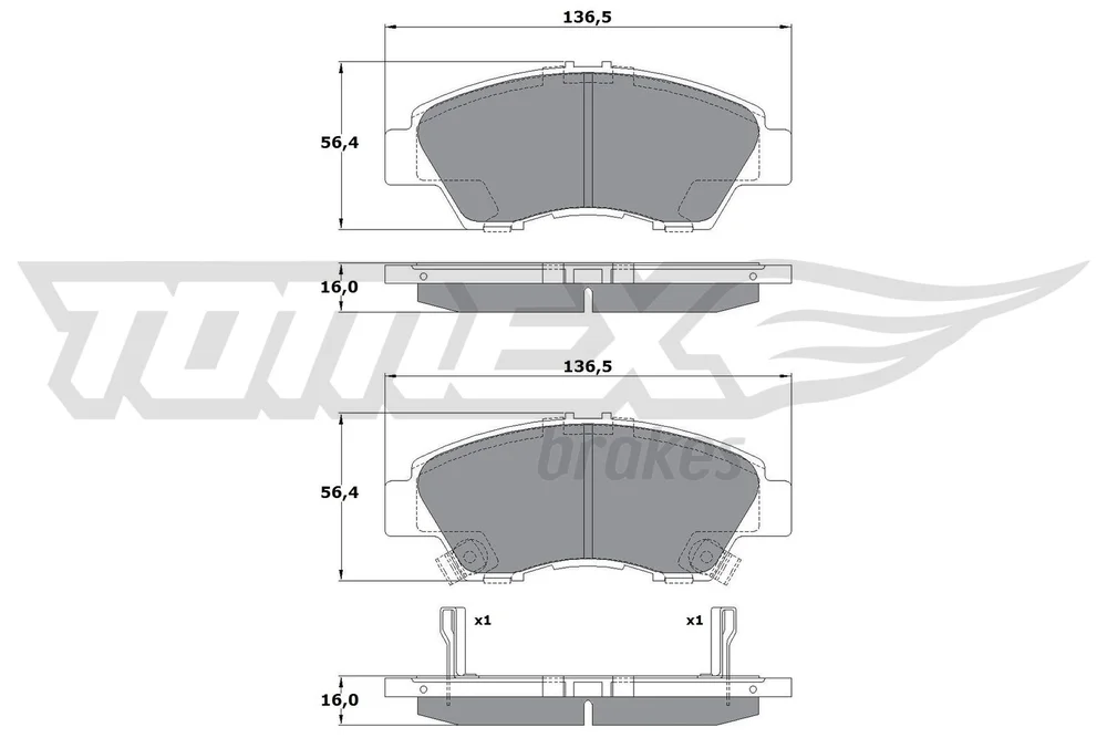 Sada brzdových destiček, kotoučová brzda Tomex Brakes TX17-55