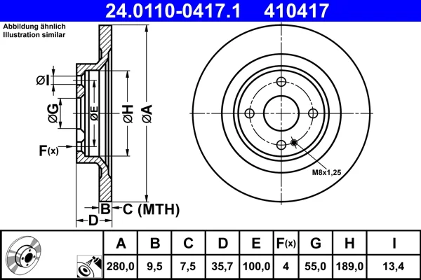 Brzdový kotouč ATE 24.0110-0417.1 – OE 6000612254 Brzdový kotouč ATE 24.0110-0417.1 – OE 6000612254