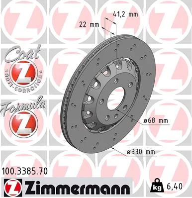 Brzdový kotouč ZIMMERMANN 100.3385.70 – OE 8W0615601G