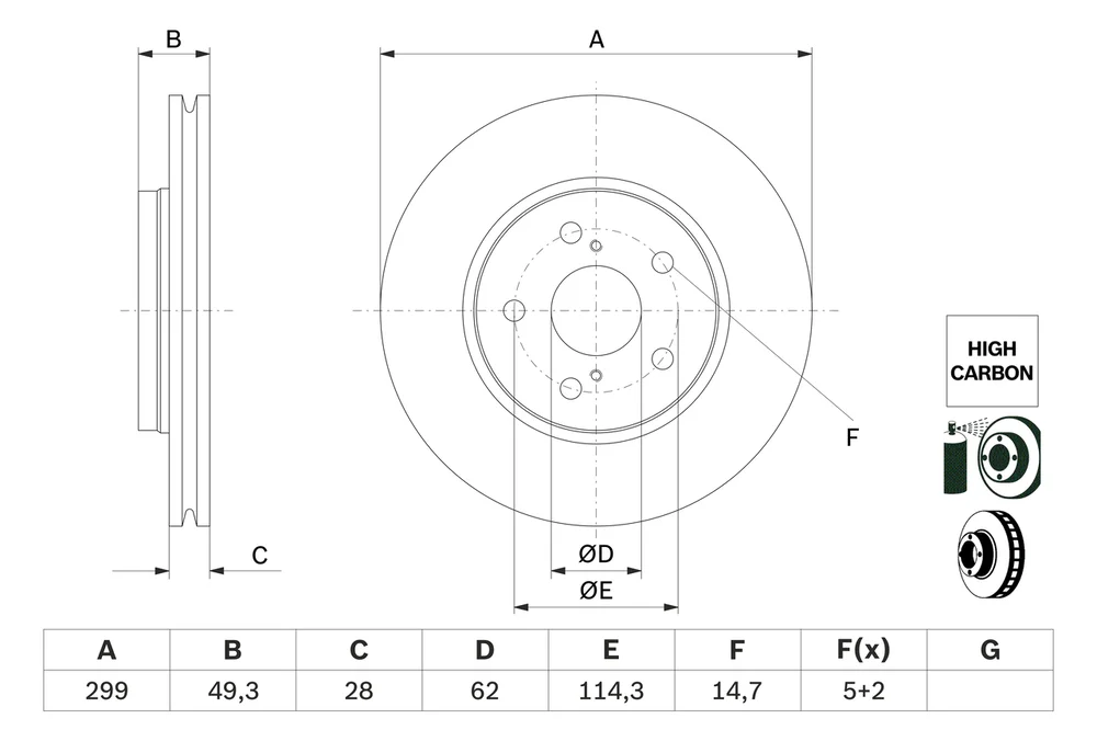 Brzdový kotouč BOSCH 0986479F49 – OE 43512F4010 Brzdový kotouč BOSCH 0986479F49 – OE 43512F4010