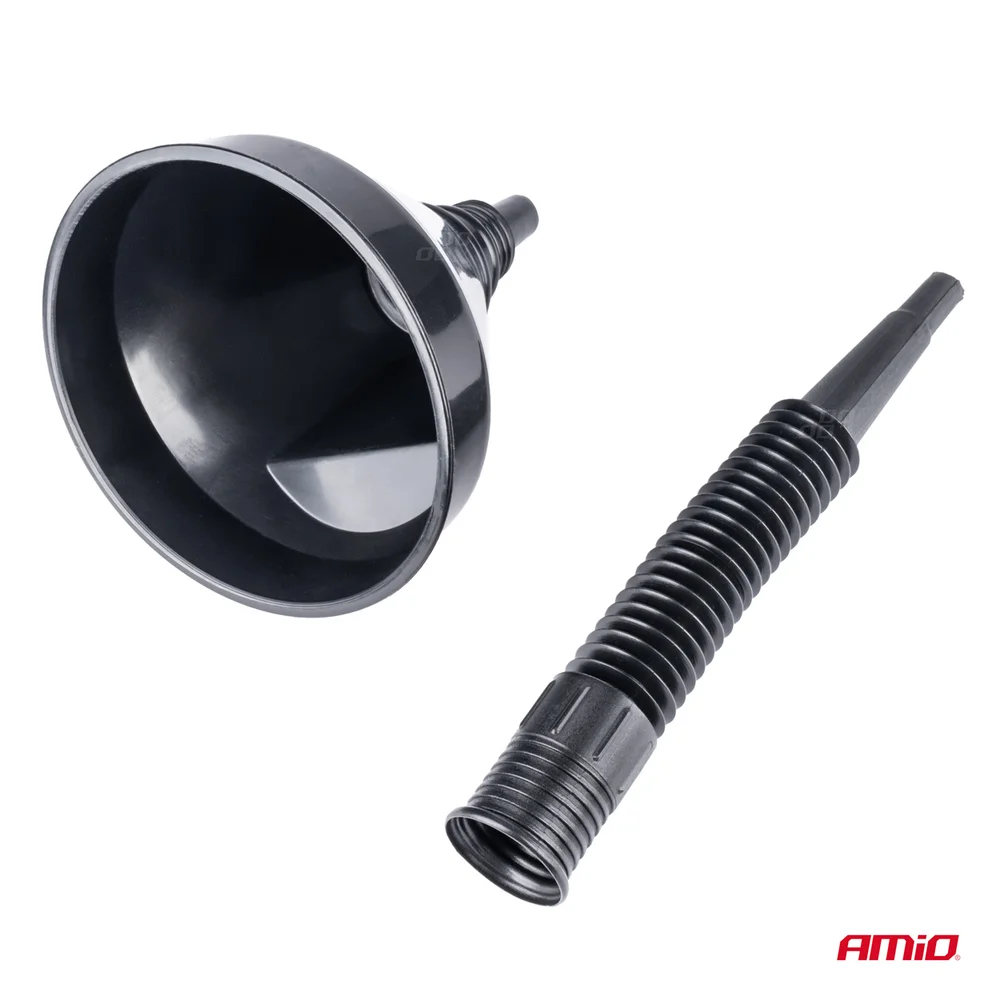 Flexibilní černý univerzální trychtýř se sítkem na kapalné palivo vodu 13,5 cm AMiO-04036 - Obrázek 2