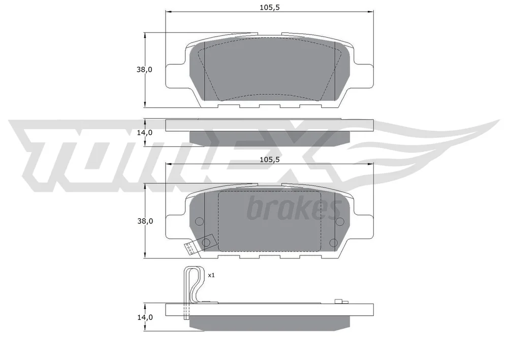 Sada brzdových destiček, kotoučová brzda Tomex Brakes TX14-21
