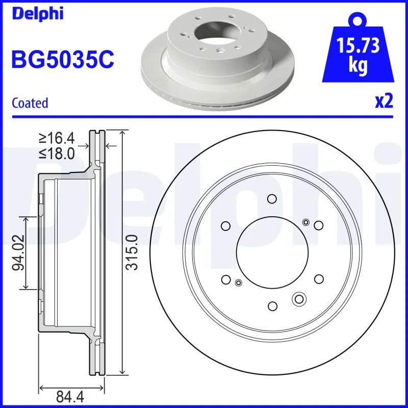 Brzdový kotouč DELPHI BG5035C – OE 4615A224