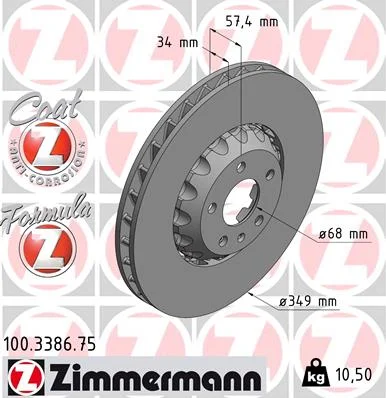 Kotouč brzdový ZIMMERMANN 100.3386.75 – OE 4M0615301Q