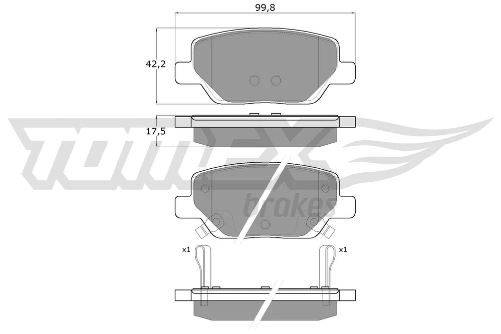 Sada brzdových destiček, kotoučová brzda Tomex Brakes TX18-20 Sada brzdových destiček, kotoučová brzda Tomex Brakes TX18-20