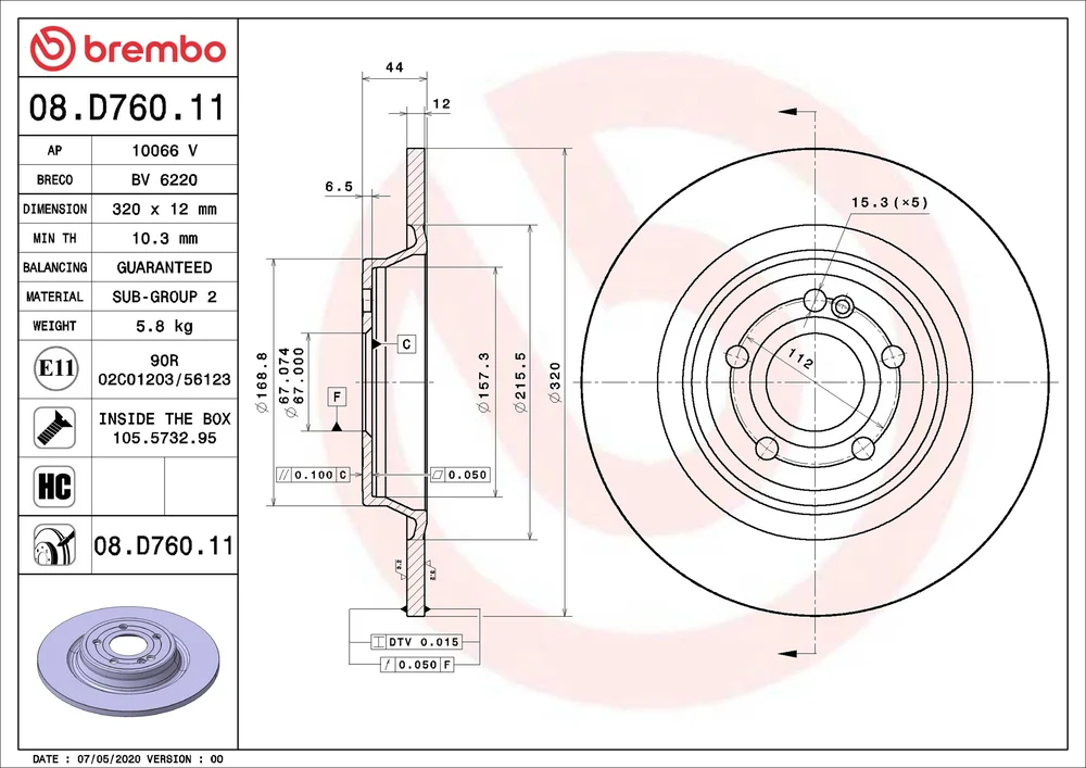 Brzdový kotouč BREMBO 08.D760.11