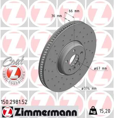 Brzdový kotouč ZIMMERMANN 150.2981.52 – OE 34106895648 Brzdový kotouč ZIMMERMANN 150.2981.52 – OE 34106895648