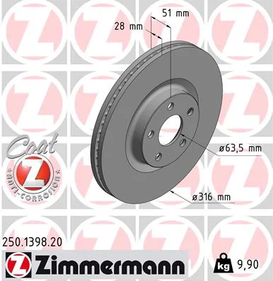 Brzdový kotouč ZIMMERMANN 250.1398.20