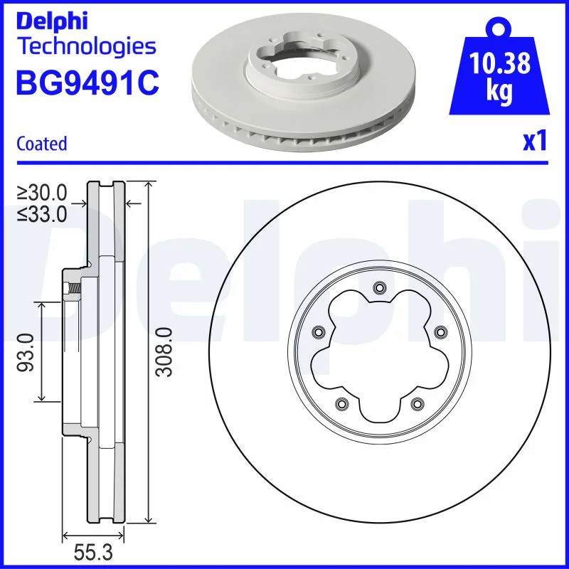 Brzdový kotouč DELPHI BG9491C