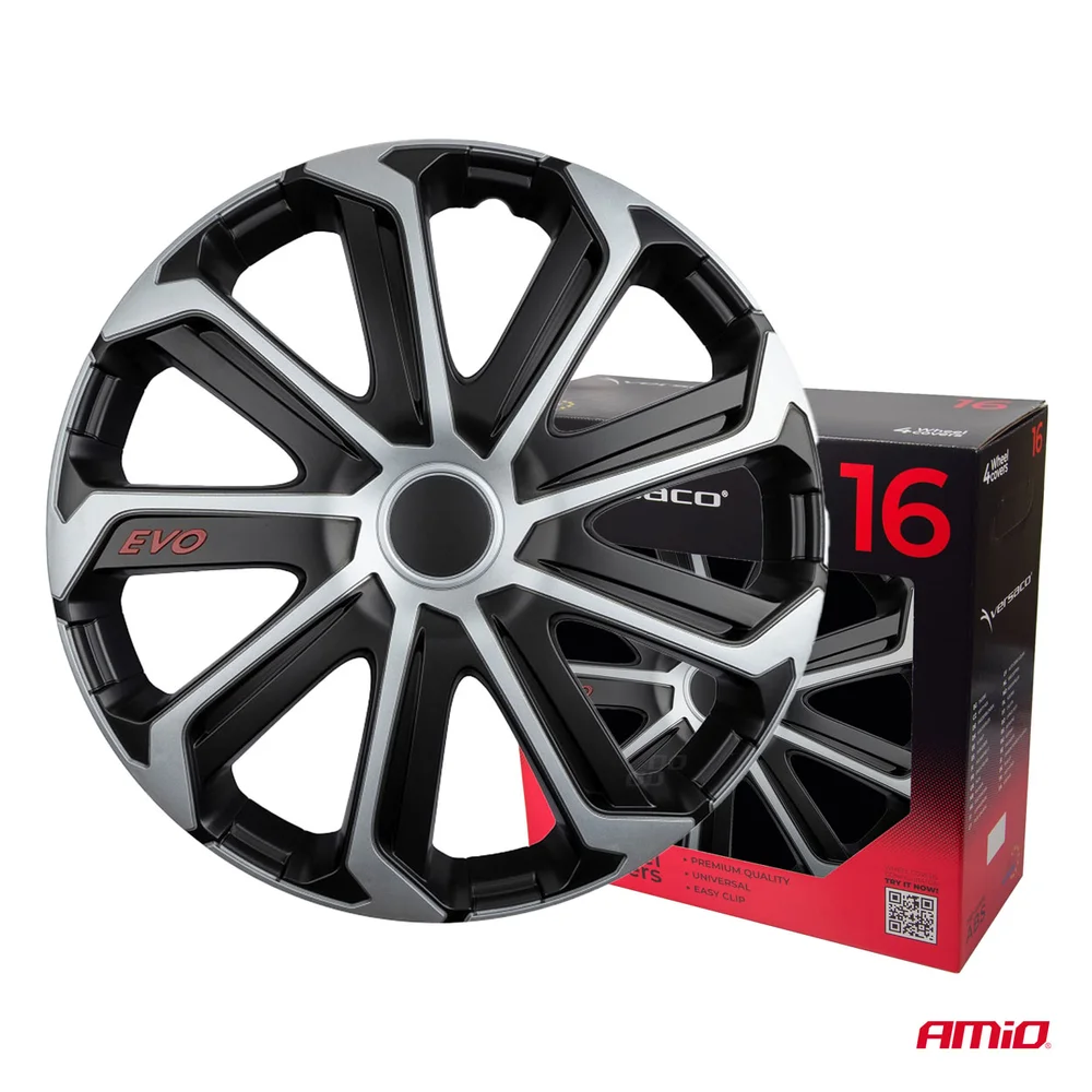 Poklice Evo 16 černo - stříbrná sada 4ks COLOR BOX Versaco 9764 - Obrázek 3