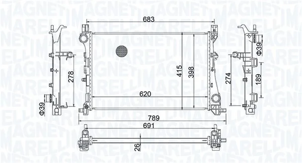 Chladič, chlazení motoru MAGNETI MARELLI 350213203400 Chladič, chlazení motoru MAGNETI MARELLI 350213203400