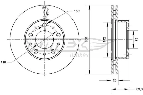 Brzdový kotouč Tomex Brakes TX70-95