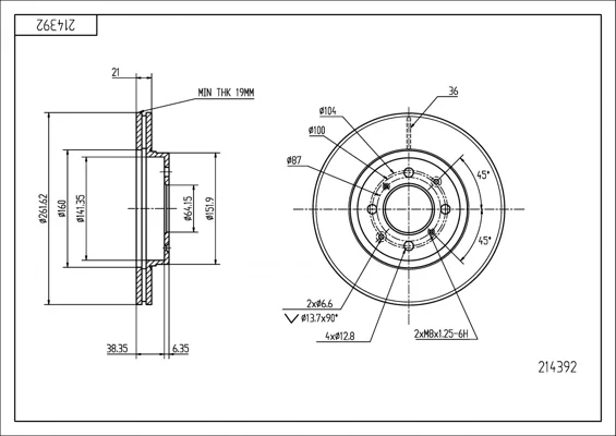 BRZ.KOTOUČ /P/ HONDA CRX VTEC 92- HART 214392 BRZ.KOTOUČ /P/ HONDA CRX VTEC 92- HART 214392