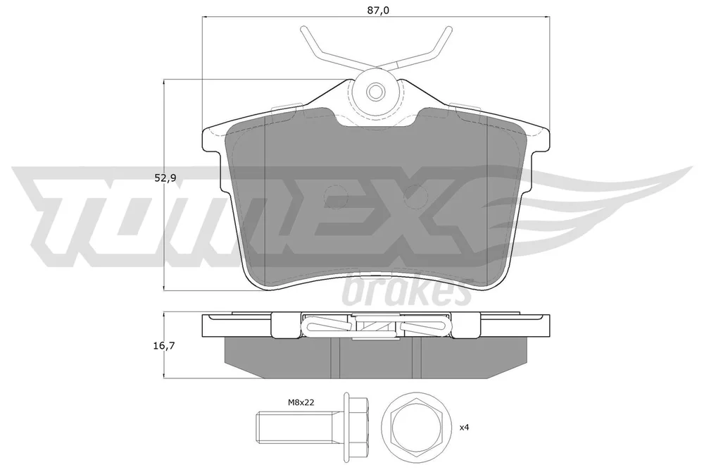 Sada brzdových destiček, kotoučová brzda Tomex Brakes TX16-26
