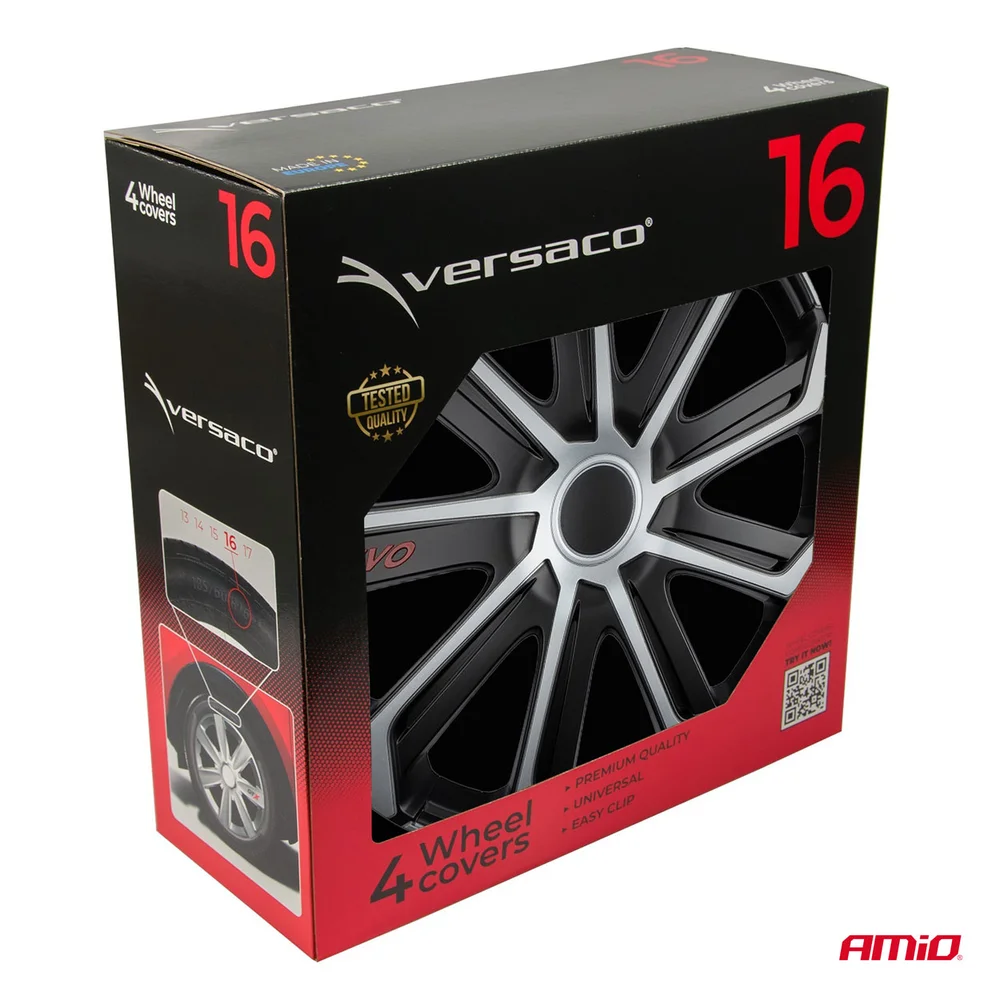 Poklice Evo 16 černo - stříbrná sada 4ks COLOR BOX Versaco 9764 - Obrázek 4